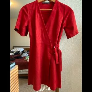 Waisted red dress, perfect for the holidays.